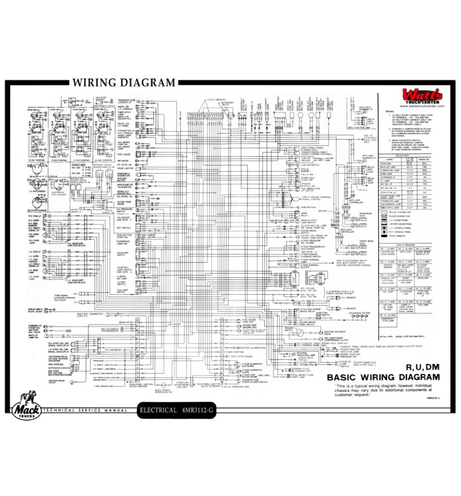 Printed Mack R, U, DM Wiring Diagram